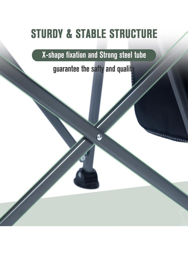 Beauenty Outdoor Portable Camping Chair, Lightweight Folding Camping Chair, Heavy Duty Support 145KG, High Back Padded Lawn Chair with Arm Rest Cup Holder and Portable Carrying Bag ﻿ (Grey) - Image 4